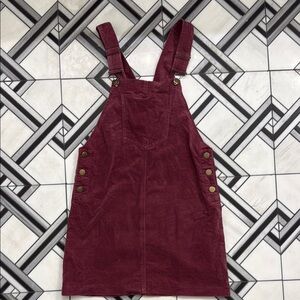 Forever 21 Mauve Corduroy-Like Overall Mini Dress Size Small